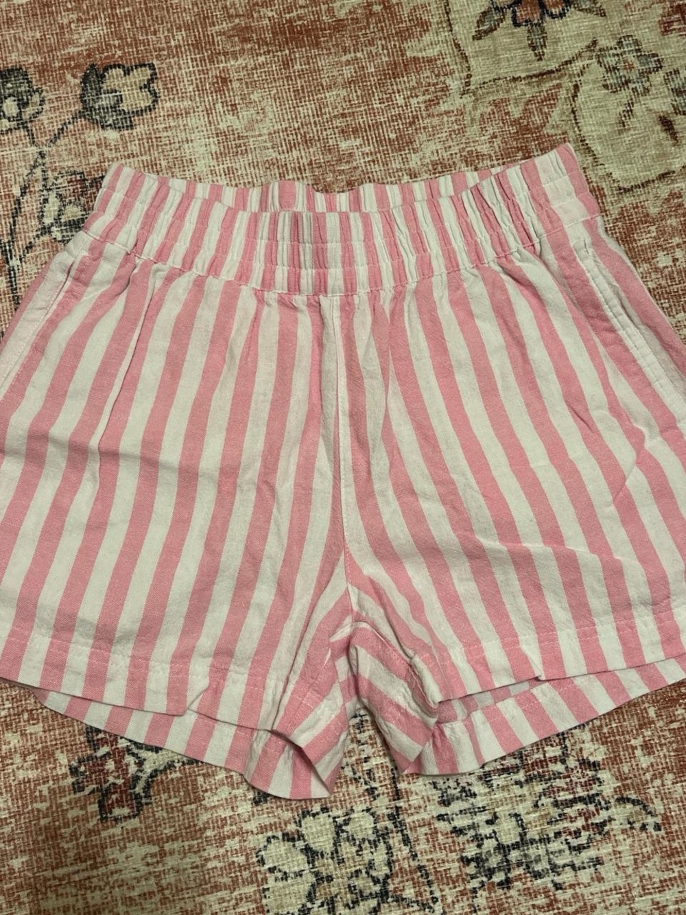 Old Navy Pink & White Striped High-Waist Women's Shorts